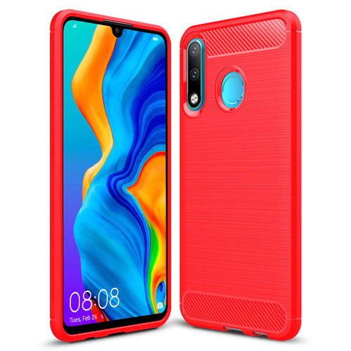 Flexi Slim Carbon Fibre Case for Huawei P30 Lite - Brushed Red